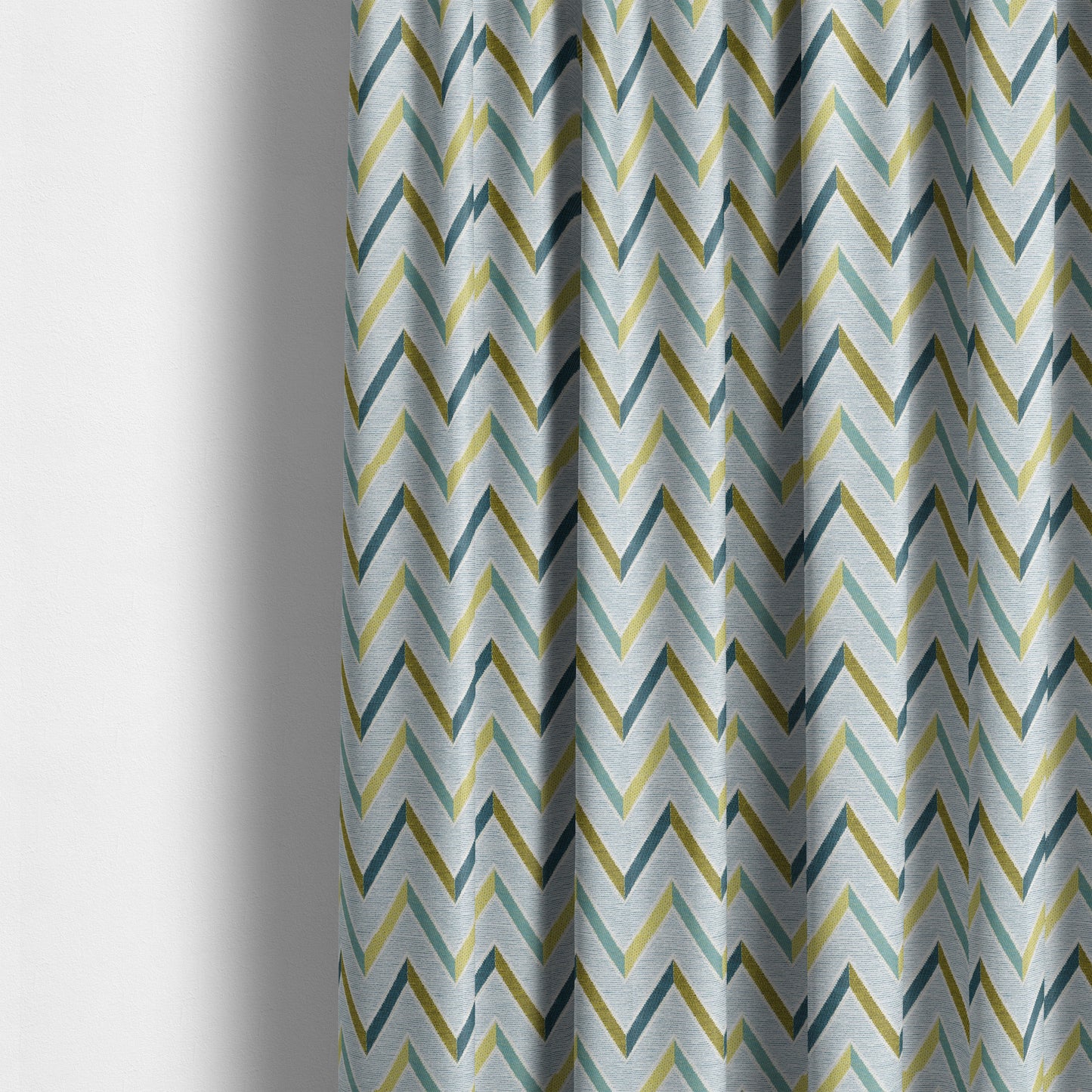 White Teal Green Chevron Stripe Design Soft Chenille Upholstery Fabric JO-221 - Made To Measure Curtains