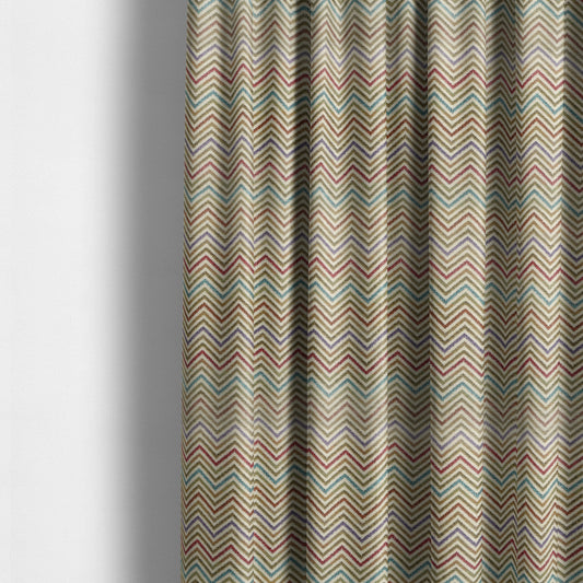 Multi Coloured Chevron Striped Soft Chenille Upholstery Fabric JO-229 - Made To Measure Curtains