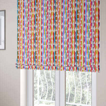 Amazilia Velvet Collection Multi Coloured Geometric Designer Pattern Soft Velvet Upholstery Fabric JO-230 - Roman Blinds