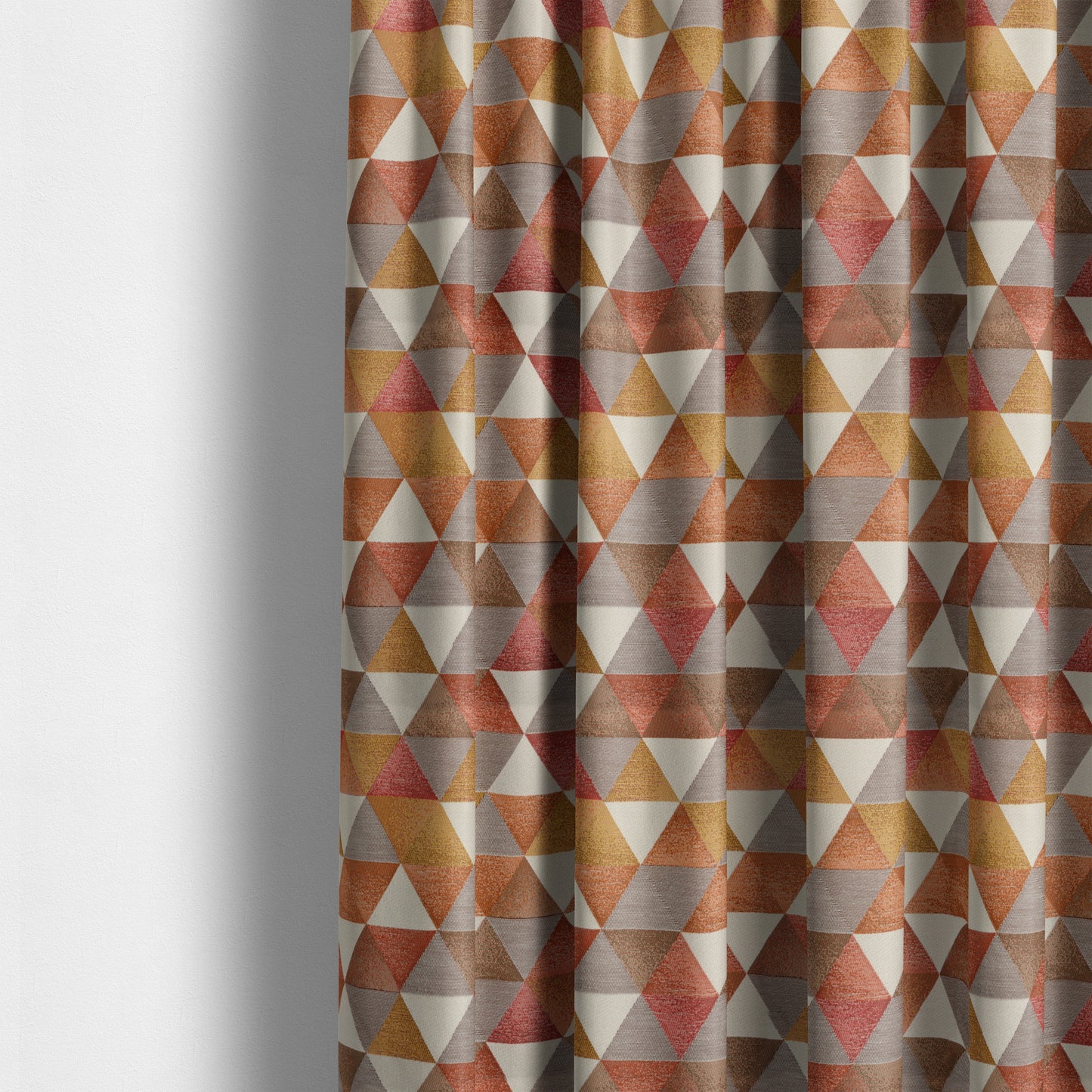 Le Triangle Collection Soft Feel Geometric Diamond Pattern Orange Yellow Red White Colour Chenille Upholstery Fabric JO-238 - Made To Measure Curtains