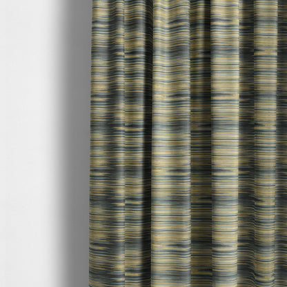 Sunset Look Thin Airbrush Stroke Stripe Pattern Yellow Blue Colour Chenille Upholstery Fabric JO-245 - Made To Measure Curtains