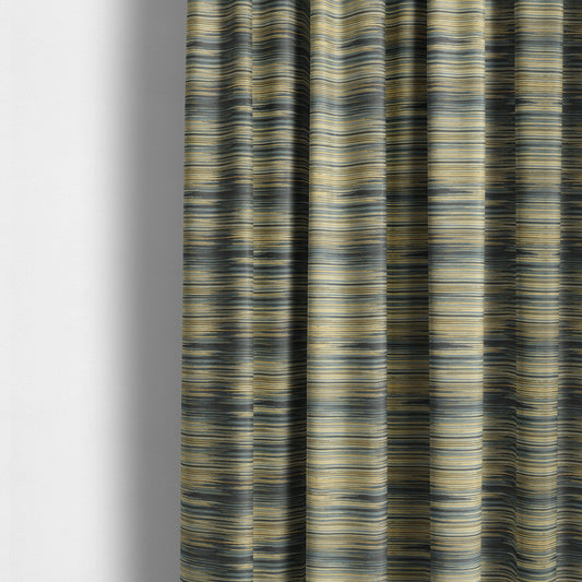 Sunset Look Thin Airbrush Stroke Stripe Pattern Yellow Blue Colour Chenille Upholstery Fabric JO-245 - Made To Measure Curtains