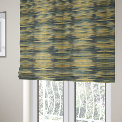 Sunset Look Thin Airbrush Stroke Stripe Pattern Yellow Blue Colour Chenille Upholstery Fabric JO-245 - Roman Blinds