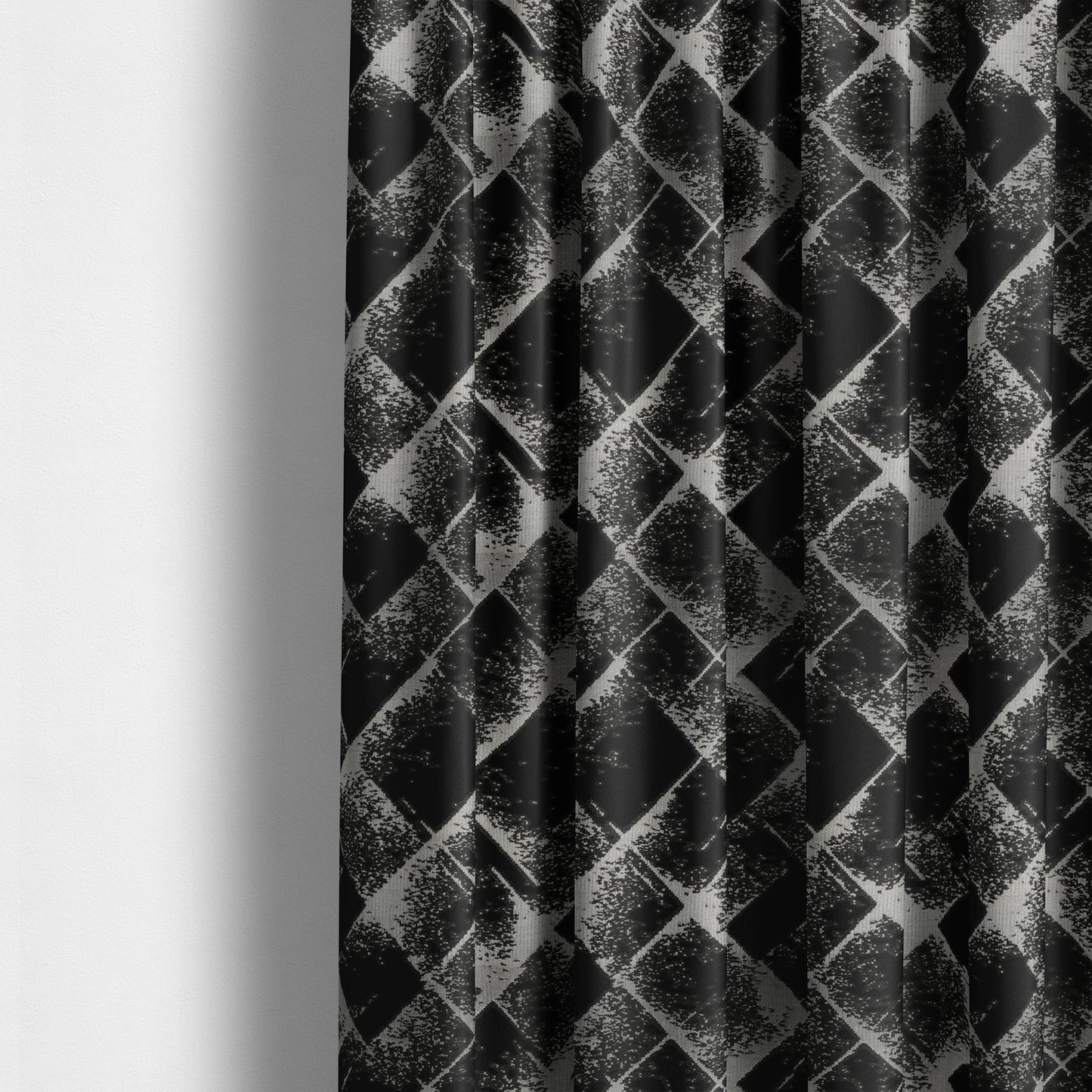 Vegas Black Silver Shiny Geometric Design Soft Chenille Upholstery Fabric JO-247 - Made To Measure Curtains