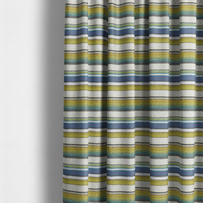 White Green Blue Colour Designer Striped Soft Chenille Upholstery Fabric JO-252 - Made To Measure Curtains