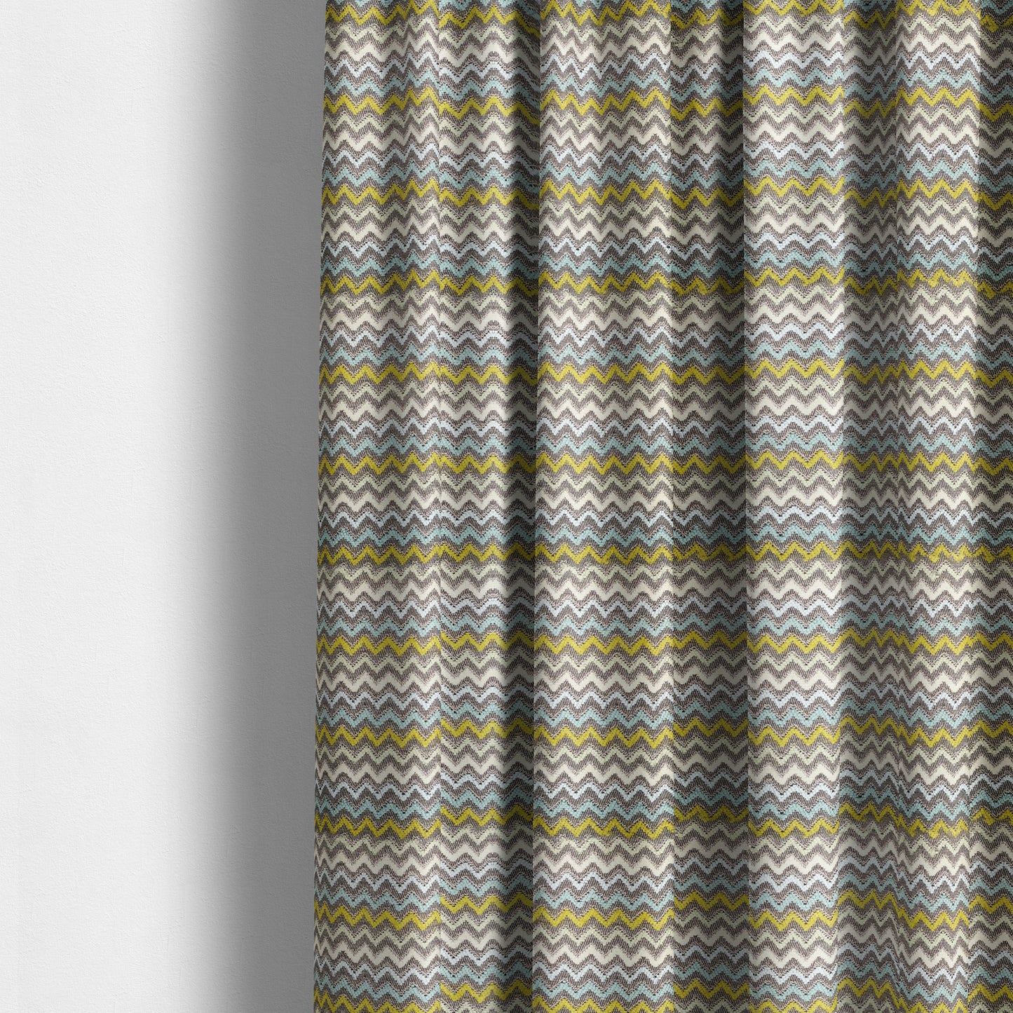 Multi Coloured Grey Green Blue White Chevron Striped Soft Chenille Upholstery Fabric JO-254 - Made To Measure Curtains