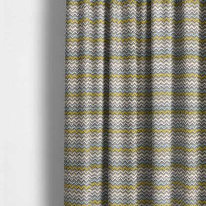 Multi Coloured Grey Green Blue White Chevron Striped Soft Chenille Upholstery Fabric JO-254 - Made To Measure Curtains