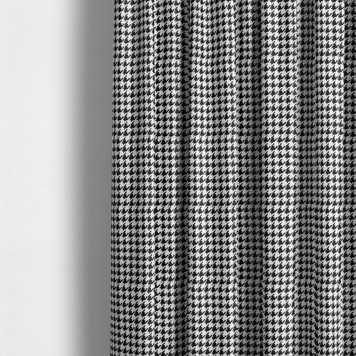 Black White Checked Dog Tooth Pattern Soft Chenille Upholstery Fabric JO-255 - Made To Measure Curtains