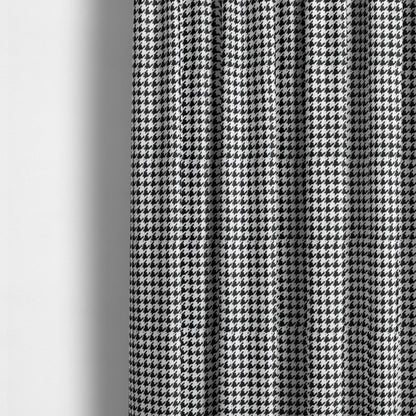 Black White Checked Dog Tooth Pattern Soft Chenille Upholstery Fabric JO-255 - Made To Measure Curtains