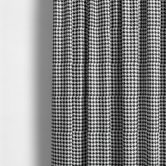 Black White Checked Dog Tooth Pattern Soft Chenille Upholstery Fabric JO-255 - Made To Measure Curtains