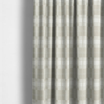 Highland Collection Luxury Soft Like Cotton Checked Pattern Silver Colour Chenille Upholstery Fabric JO-261 - Made To Measure Curtains