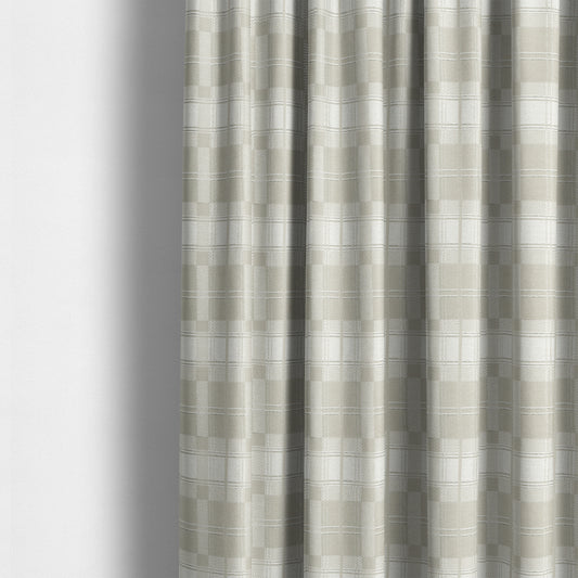 Highland Collection Luxury Soft Like Cotton Checked Pattern Silver Colour Chenille Upholstery Fabric JO-261 - Made To Measure Curtains