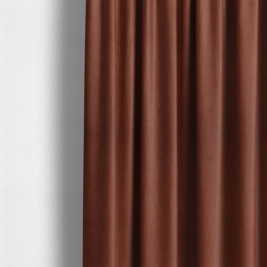 Highland Collection Luxury Soft Like Cotton Plain Red On Brown Colour Chenille Upholstery Fabric JO-282 - Made To Measure Curtains