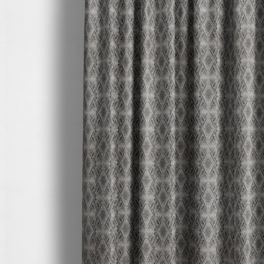 Elwin Decorative Weave Grey Black Colour Geometric Hexagon Pattern Jacquard Fabric JO-294 - Made To Measure Curtains