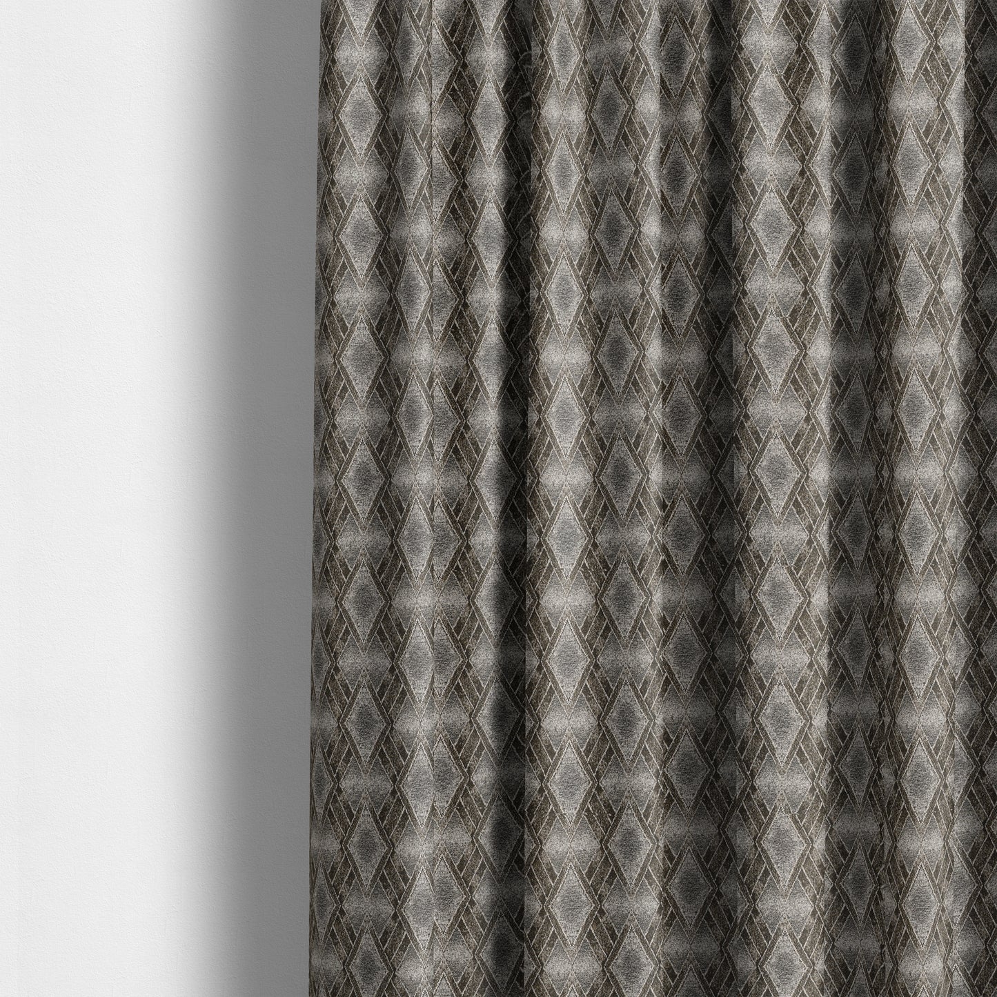 Elwin Decorative Weave Grey Brown Colour Geometric Hexagon Pattern Jacquard Fabric JO-295 - Made To Measure Curtains