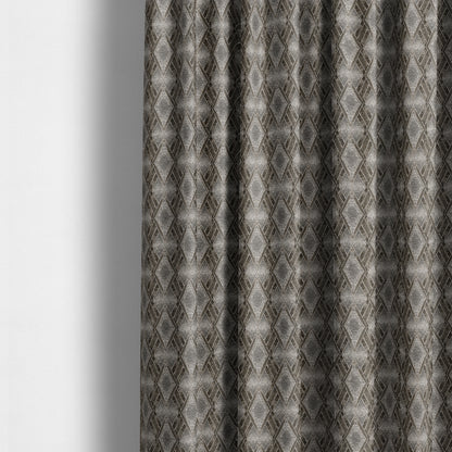 Elwin Decorative Weave Grey Brown Colour Geometric Hexagon Pattern Jacquard Fabric JO-295 - Made To Measure Curtains