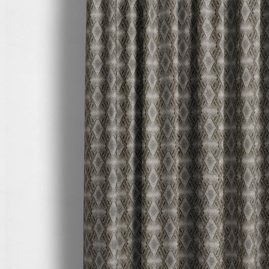 Elwin Decorative Weave Grey Brown Colour Geometric Hexagon Pattern Jacquard Fabric JO-295 - Made To Measure Curtains