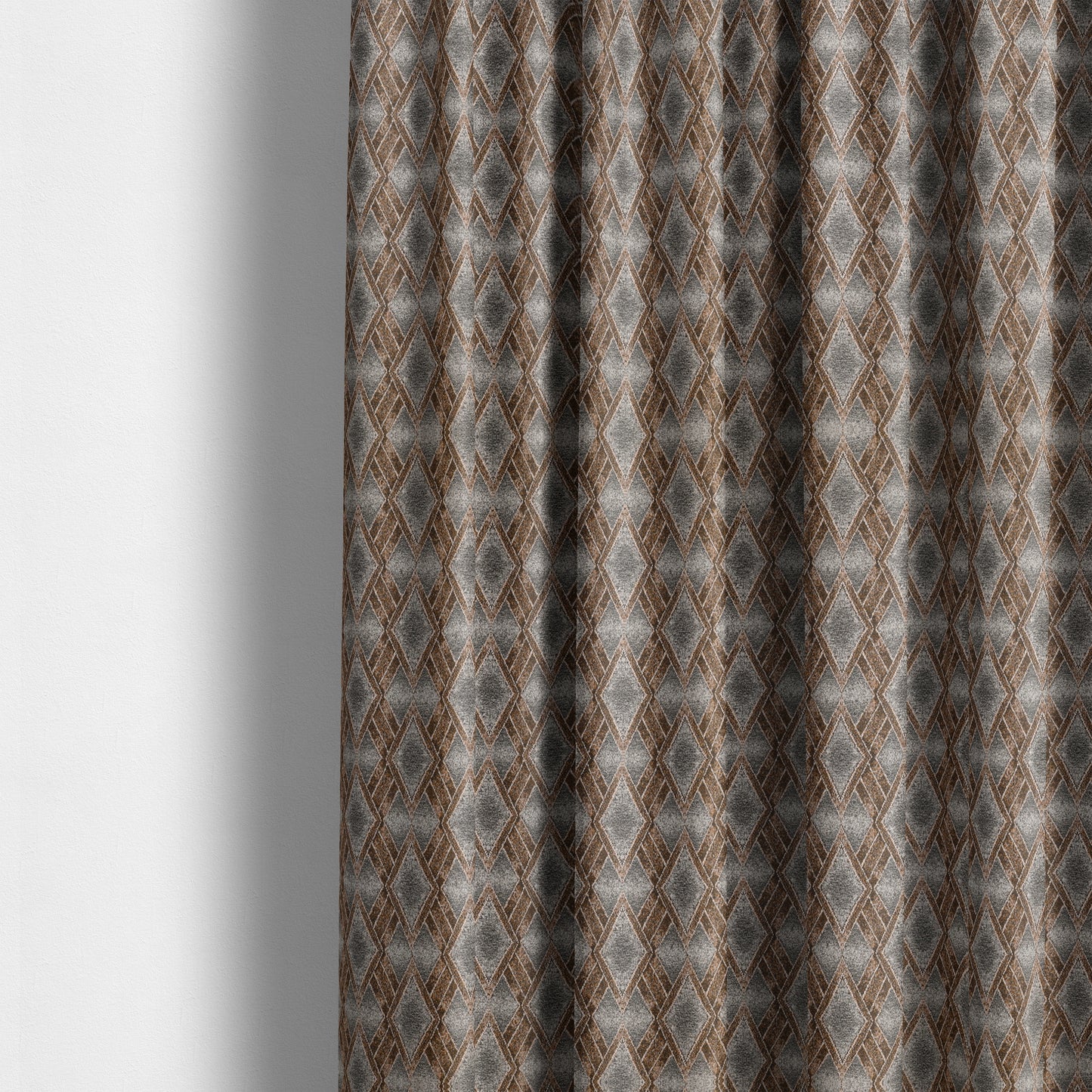 Elwin Decorative Weave Grey Orange Colour Geometric Hexagon Pattern Jacquard Fabric JO-297 - Made To Measure Curtains