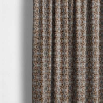 Elwin Decorative Weave Grey Orange Colour Geometric Hexagon Pattern Jacquard Fabric JO-297 - Made To Measure Curtains