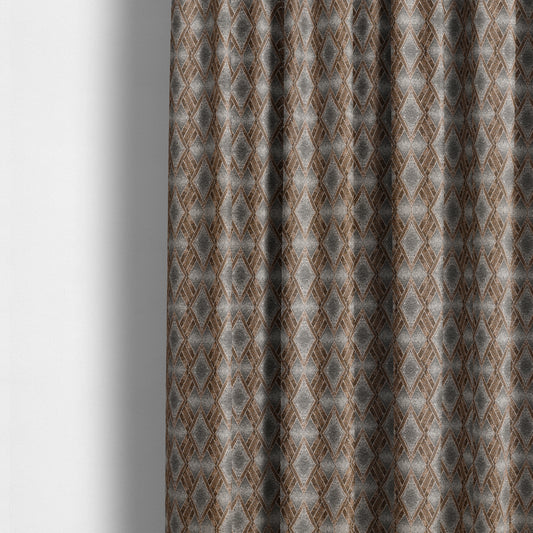 Elwin Decorative Weave Grey Orange Colour Geometric Hexagon Pattern Jacquard Fabric JO-297 - Made To Measure Curtains