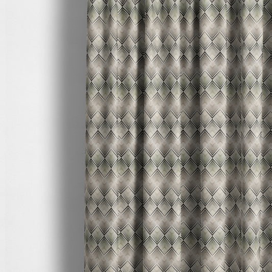 Normandie Diamond Chevron Green Pattern Jacquard Furnishing Fabrics JO-299 - Made To Measure Curtains