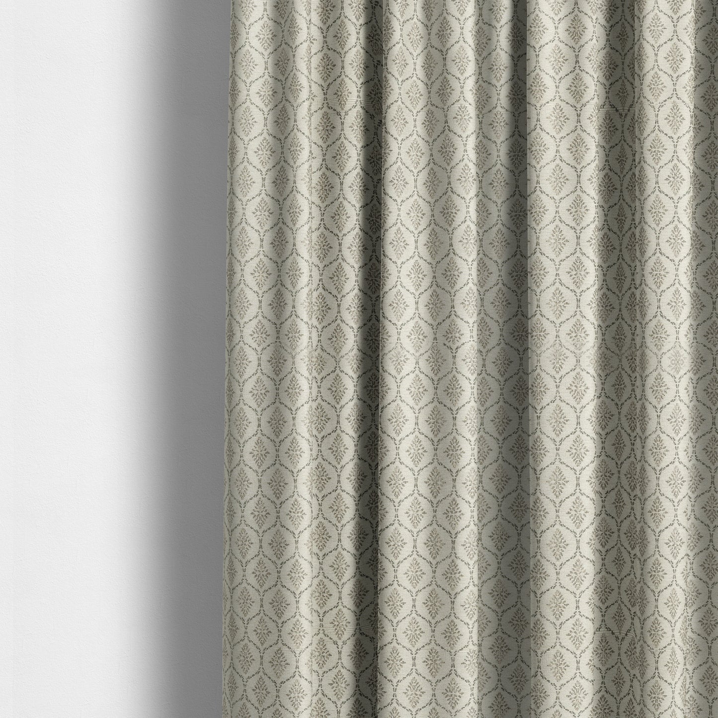 Small Geometric Pattern Light Beige Cream Colour Chenille Upholstery Fabric JO-30 - Made To Measure Curtains