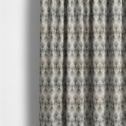 Normandie Diamond Chevron Yellow Grey Pattern Jacquard Furnishing Fabrics JO-300 - Made To Measure Curtains