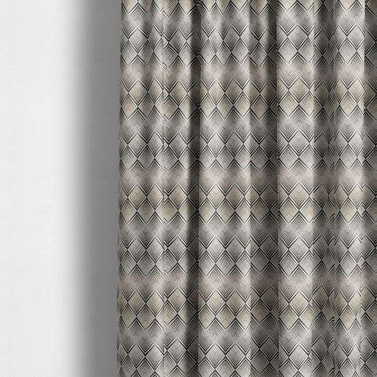 Normandie Diamond Chevron Yellow Grey Pattern Jacquard Furnishing Fabrics JO-300 - Made To Measure Curtains