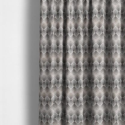 Normandie Diamond Chevron Blue Grey Pattern Jacquard Furnishing Fabrics JO-301 - Made To Measure Curtains