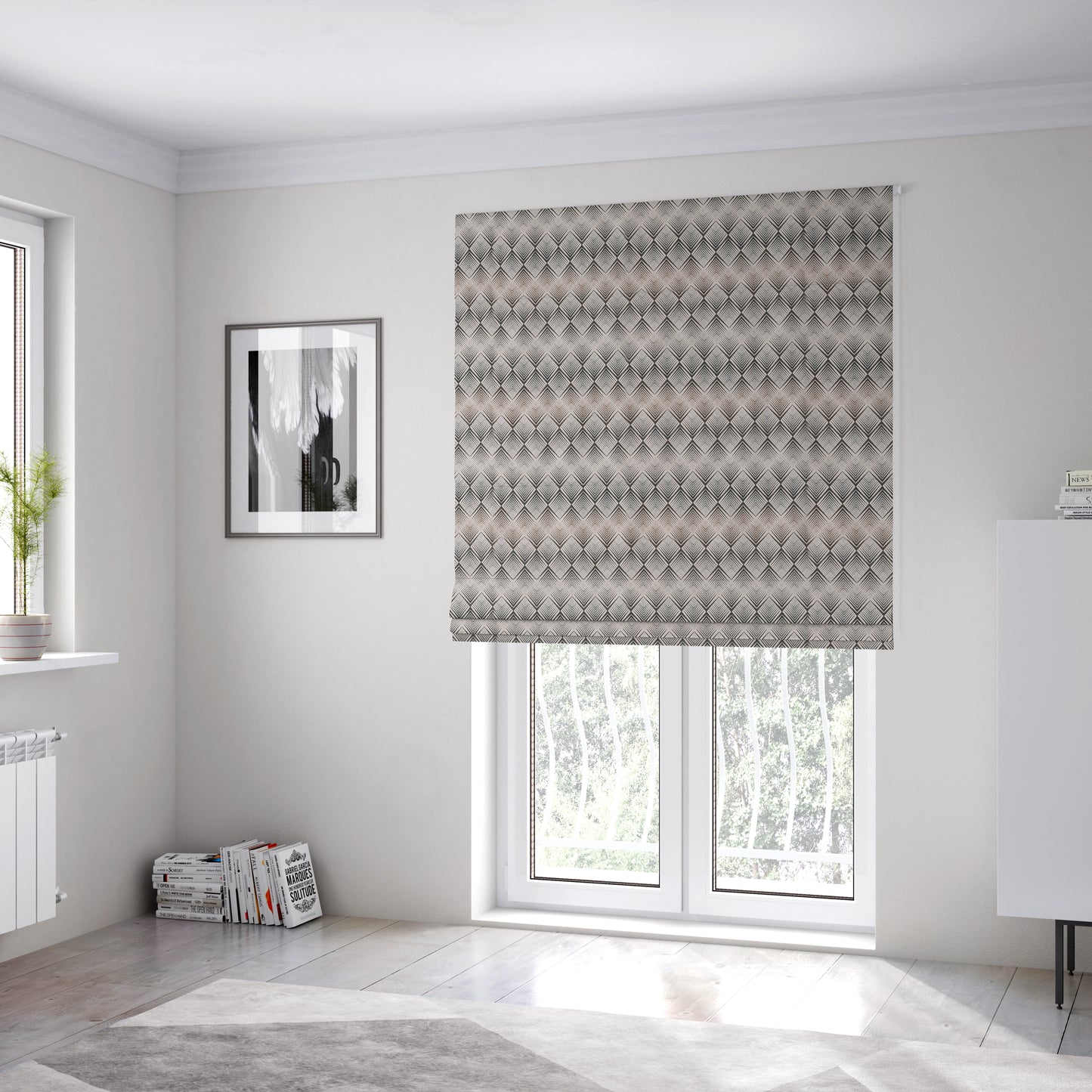 Normandie Diamond Chevron Blue Grey Pattern Jacquard Furnishing Fabrics JO-301 - Roman Blinds