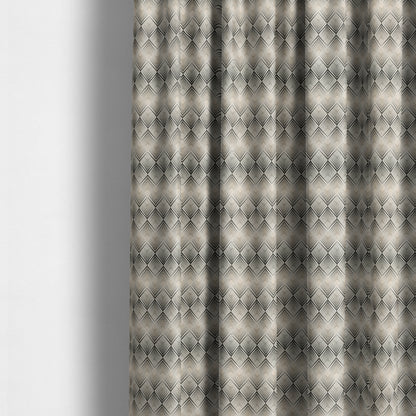 Normandie Diamond Chevron Grey Pattern Jacquard Furnishing Fabrics JO-303 - Made To Measure Curtains