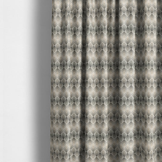 Normandie Diamond Chevron Grey Pattern Jacquard Furnishing Fabrics JO-303 - Made To Measure Curtains