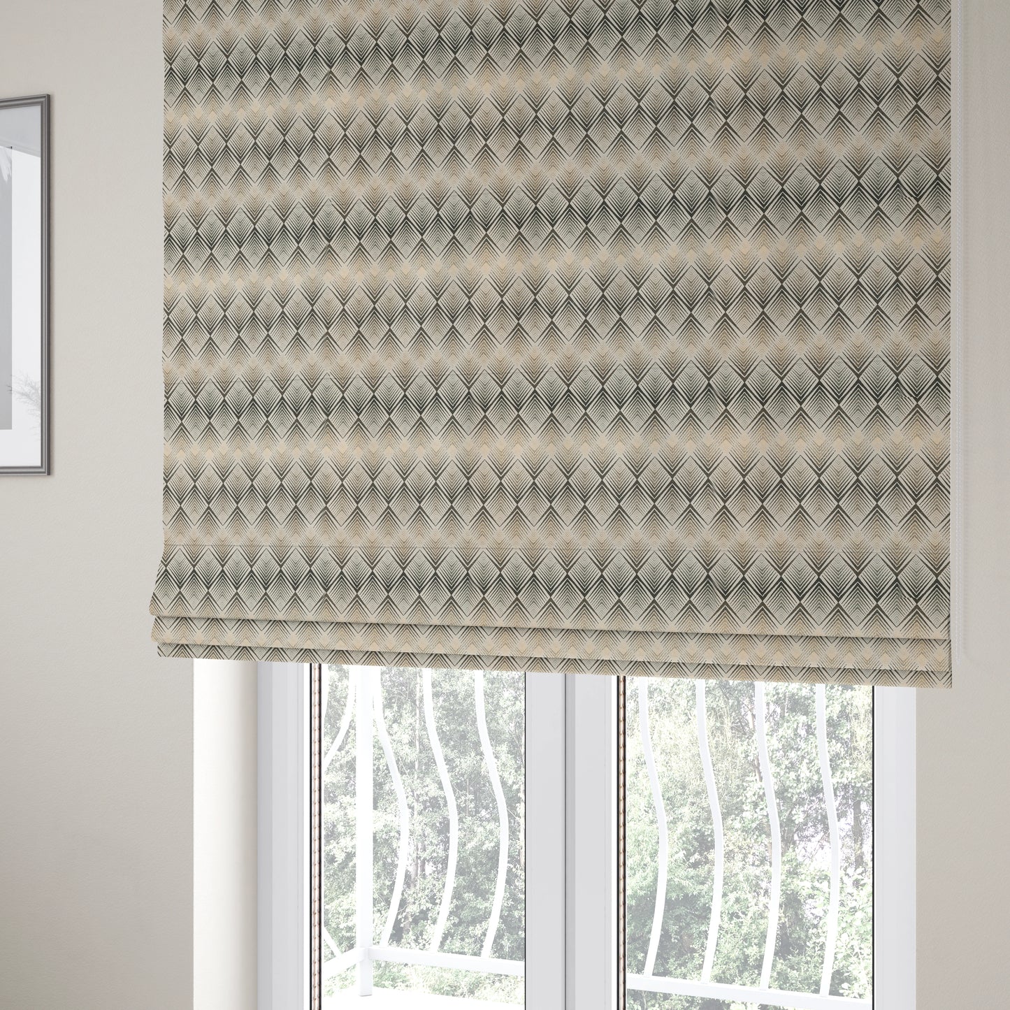 Normandie Diamond Chevron Grey Pattern Jacquard Furnishing Fabrics JO-303 - Roman Blinds