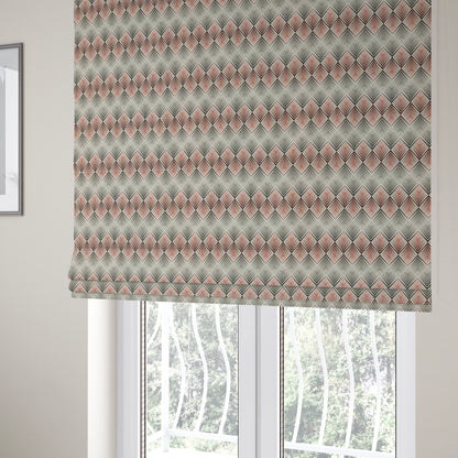 Normandie Diamond Chevron Red Pattern Jacquard Furnishing Fabrics JO-304 - Roman Blinds