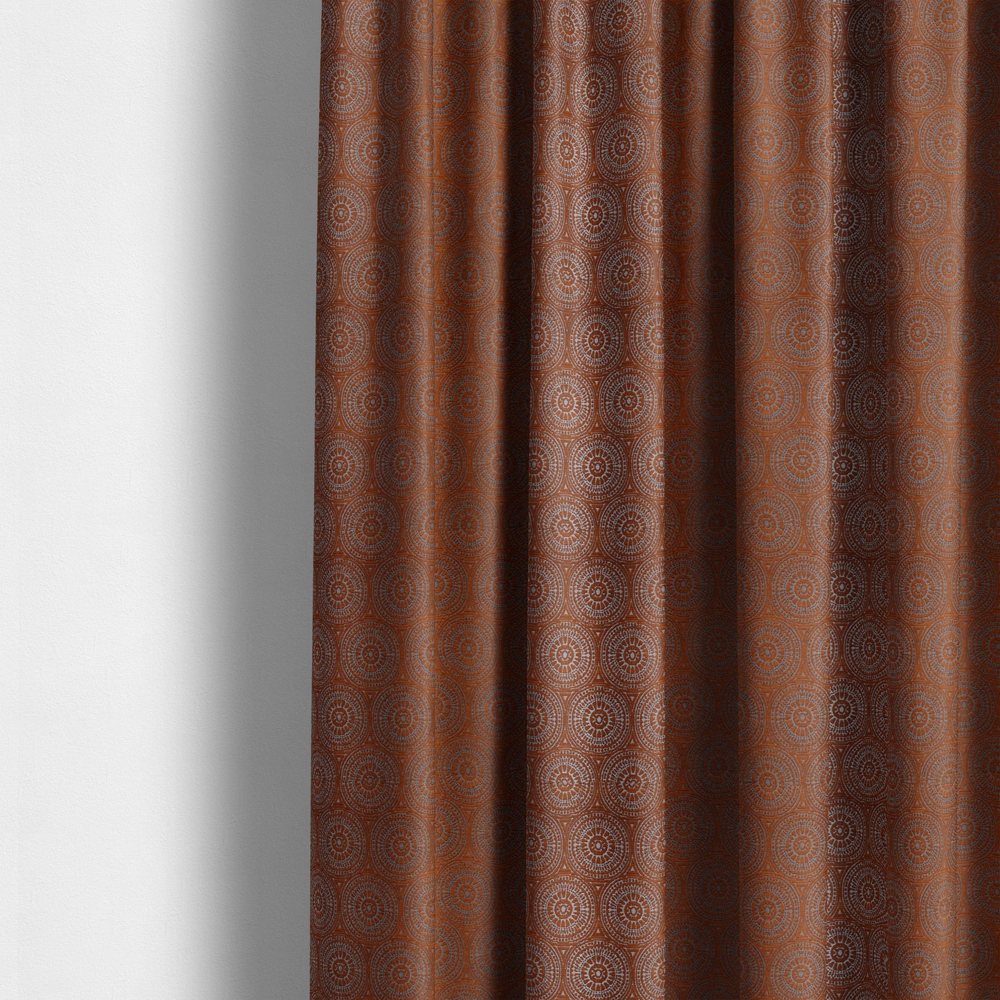 Azima Modern Planet Round Pattern Orange Silver Shine Upholstery Fabric JO-305 - Made To Measure Curtains