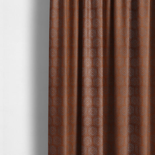 Azima Modern Planet Round Pattern Orange Silver Shine Upholstery Fabric JO-305 - Made To Measure Curtains