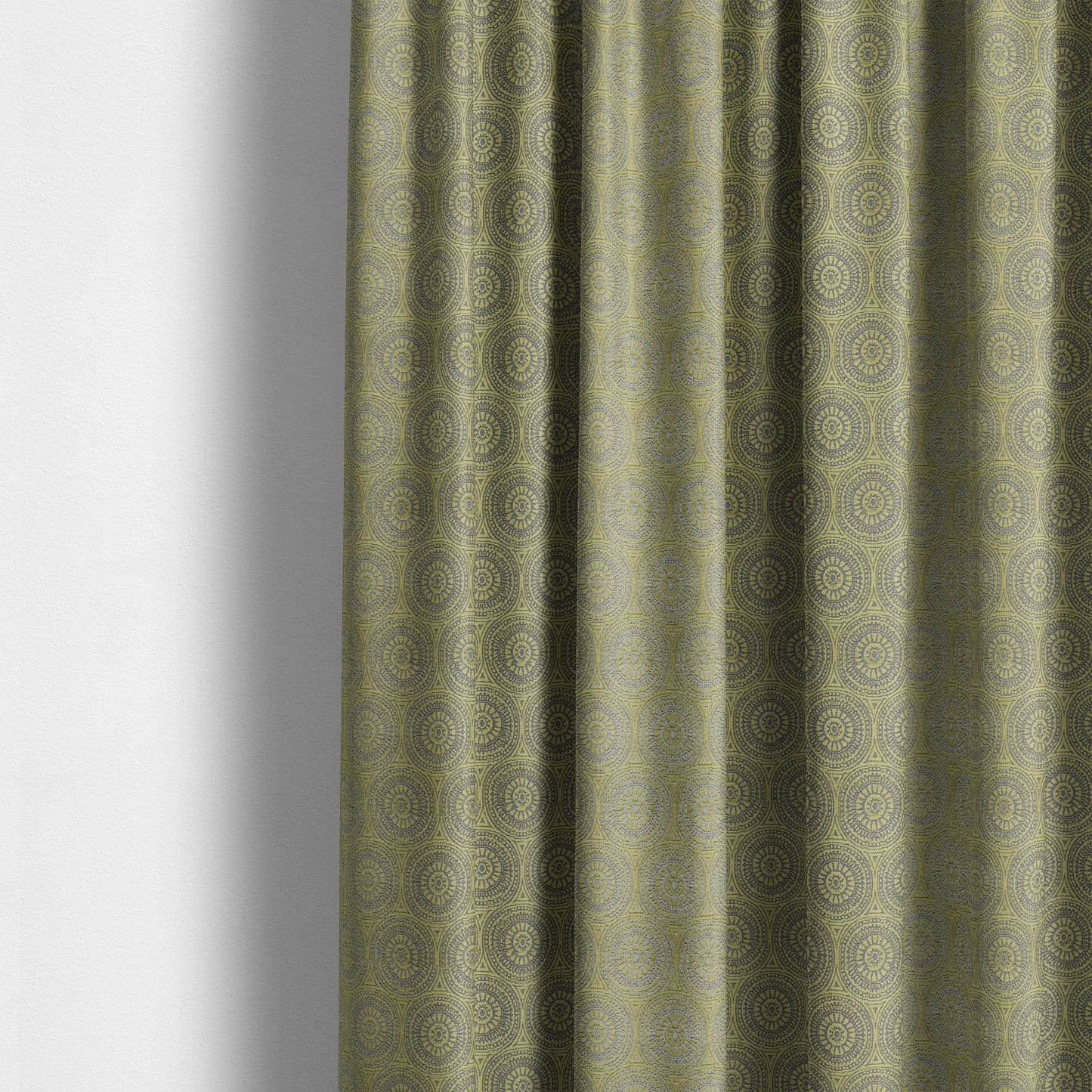 Azima Modern Planet Round Pattern Green Silver Shine Upholstery Fabric JO-306 - Made To Measure Curtains