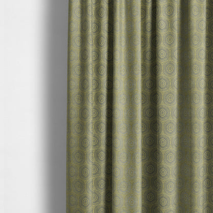 Azima Modern Planet Round Pattern Green Silver Shine Upholstery Fabric JO-306 - Made To Measure Curtains