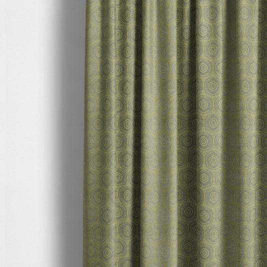 Azima Modern Planet Round Pattern Green Silver Shine Upholstery Fabric JO-306 - Made To Measure Curtains