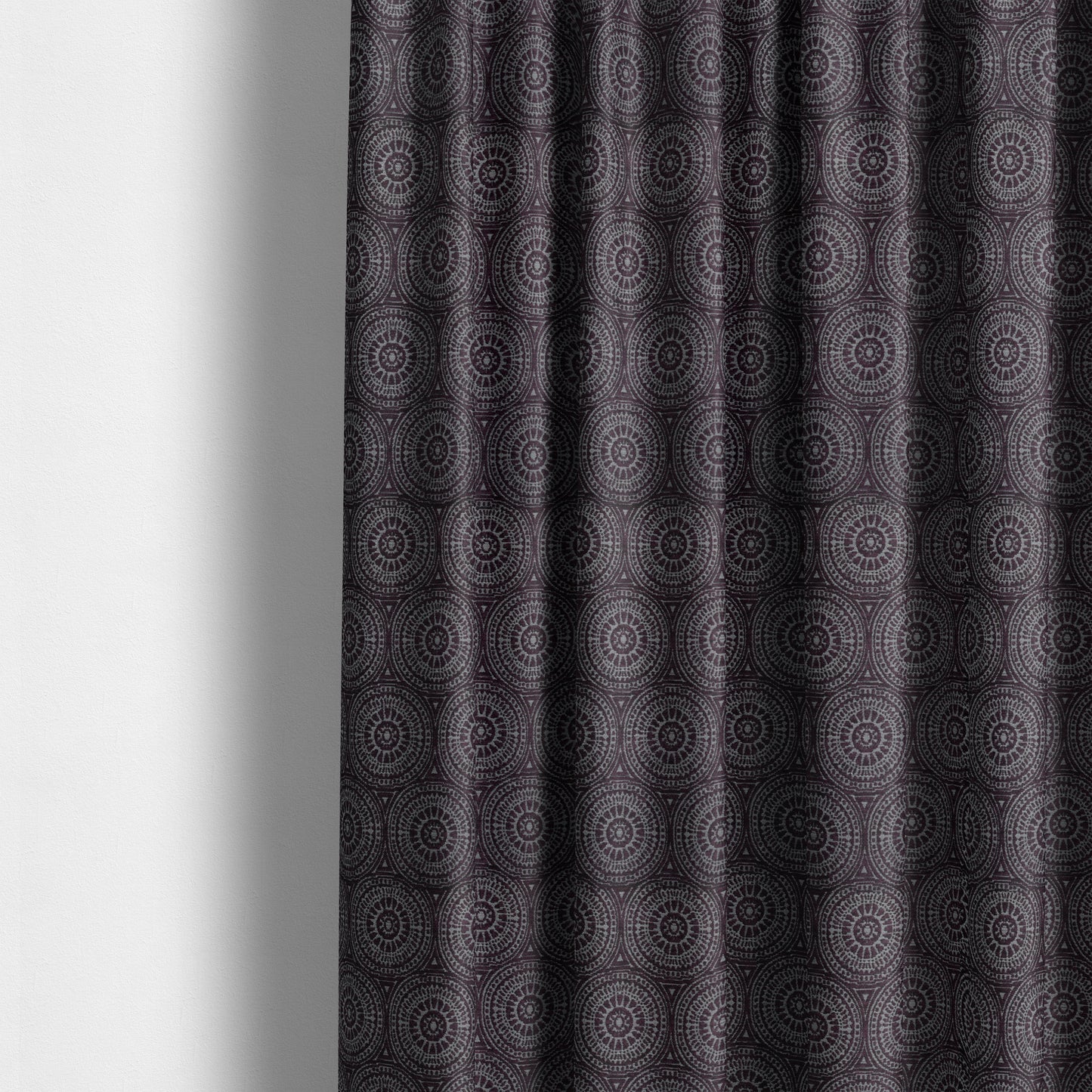 Azima Modern Planet Round Pattern Purple Silver Shine Upholstery Fabric JO-309 - Made To Measure Curtains