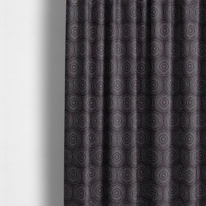 Azima Modern Planet Round Pattern Purple Silver Shine Upholstery Fabric JO-309 - Made To Measure Curtains