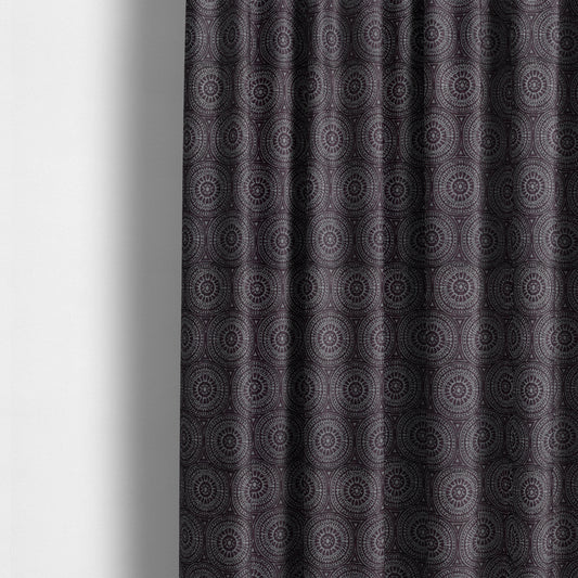 Azima Modern Planet Round Pattern Purple Silver Shine Upholstery Fabric JO-309 - Made To Measure Curtains