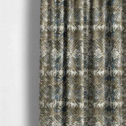 Abstract Camouflage Pattern Blue Green Beige Colour Chenille Upholstery Fabric JO-31 - Made To Measure Curtains