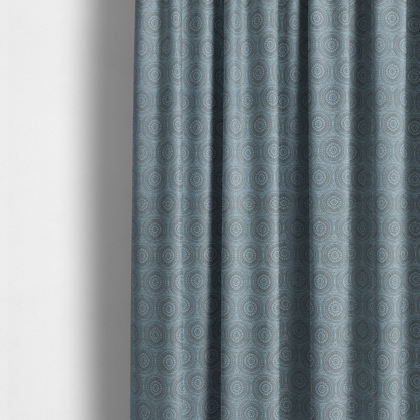 Azima Modern Planet Round Pattern Light Blue Silver Shine Upholstery Fabric JO-310 - Made To Measure Curtains