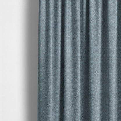 Azima Modern Planet Round Pattern Light Blue Silver Shine Upholstery Fabric JO-310 - Made To Measure Curtains