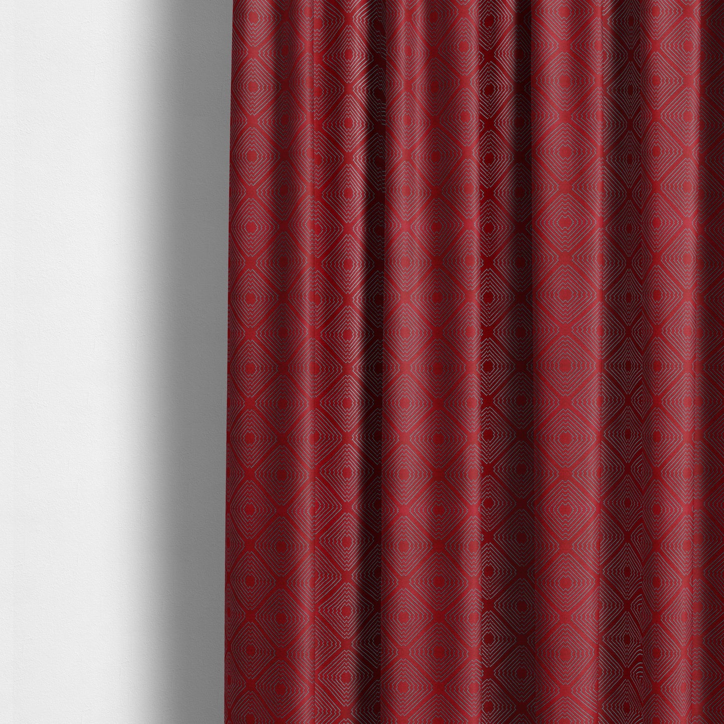 Azima Modern Sharp Geometric Pattern Red Silver Shine Upholstery Fabric JO-316 - Made To Measure Curtains