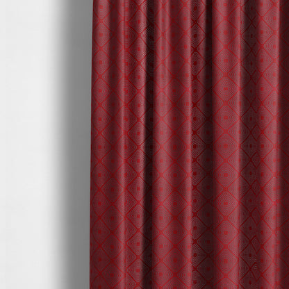 Azima Modern Sharp Geometric Pattern Red Silver Shine Upholstery Fabric JO-316 - Made To Measure Curtains