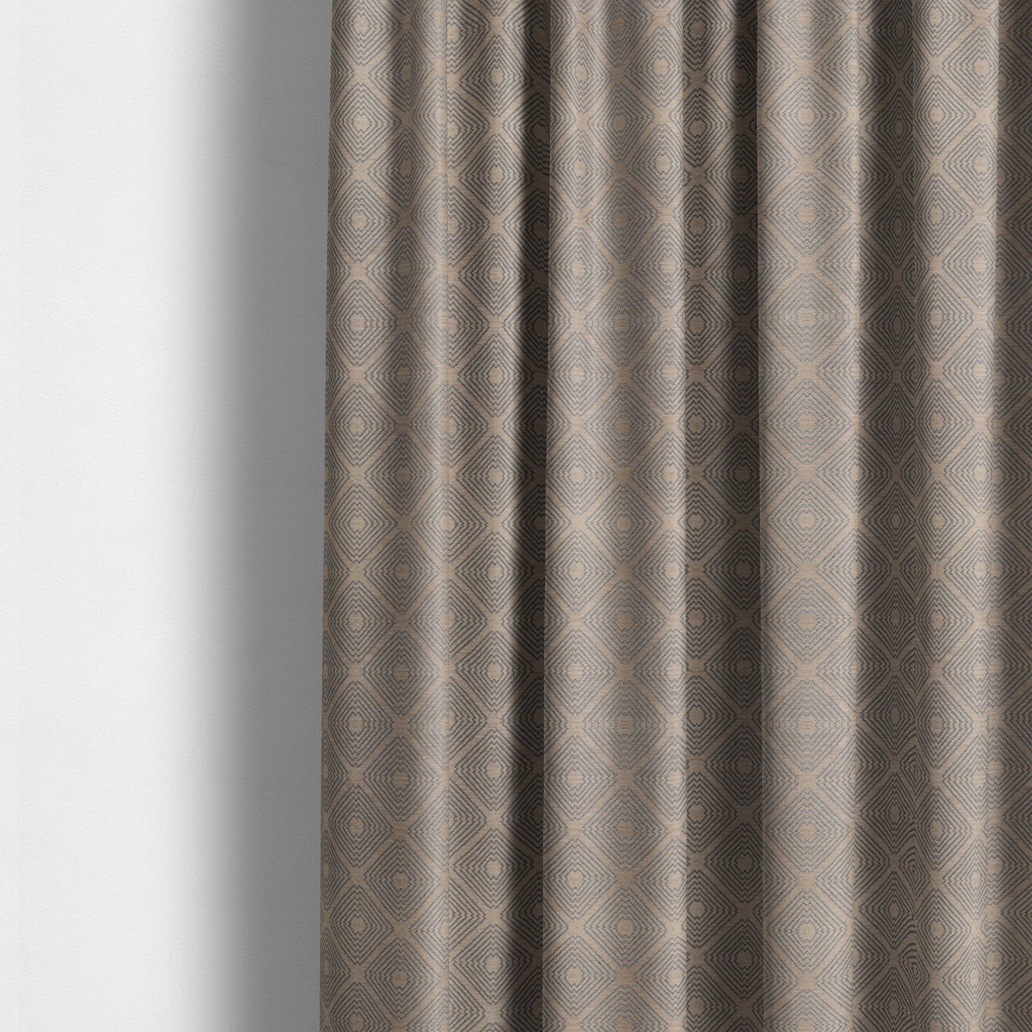 Azima Modern Sharp Geometric Pattern Brown Silver Shine Upholstery Fabric JO-317 - Made To Measure Curtains