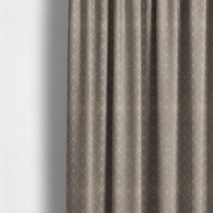 Azima Modern Sharp Geometric Pattern Brown Silver Shine Upholstery Fabric JO-317 - Made To Measure Curtains