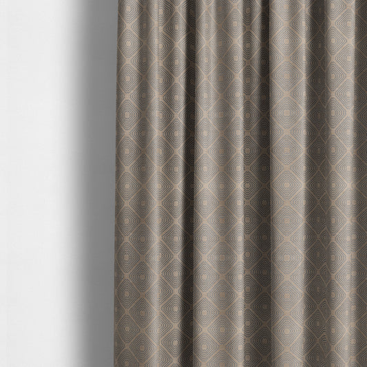 Azima Modern Sharp Geometric Pattern Brown Silver Shine Upholstery Fabric JO-317 - Made To Measure Curtains